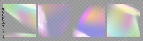 Crystal prism light flare background with colorful rainbow overlay, diamond neon glare effect and iridescent blur.
