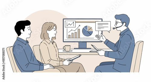 Presentation For Clients With Business Growth Chart And Data Analysis