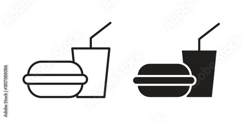 Hamburger soda icon designs collection for mobile, ui, web.