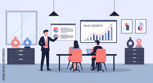 Professional Presentation On Sales Growth In The Meeting Room