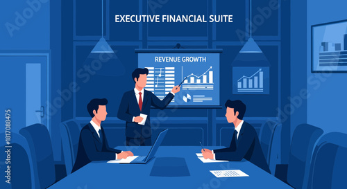 Strategic Meeting Displaying Positive Revenue Growth In Executive Room
