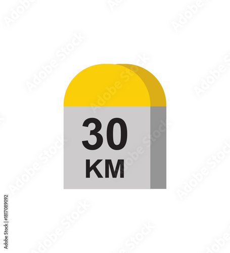 destination mile stone 30 km small stone landmark the roadside roadside distance detailed, vector illustration