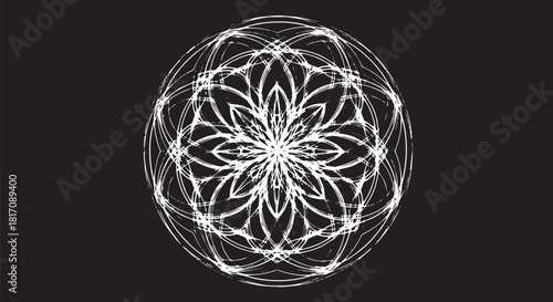 Intricate White Mandala Pattern with Radial Symmetry in Abstract Circular Design.