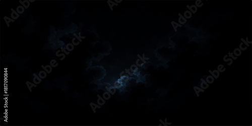 Dark blue abstract smoke clouds drift across a black night sky background, faintly illuminated by moonlight