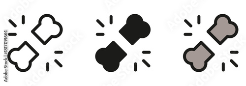 Broken bone graphic icons for medical or orthopedic concepts, showcasing fracture, injury, or fragility with a minimalist design for health awareness