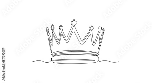 Crown illustration in simple line art style on white background  