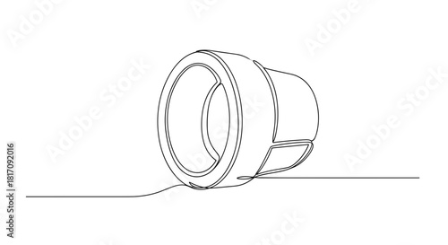 Simple line drawing of a modern coffee cup on a table  