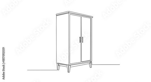 Minimalist wardrobe design with simple lines and wood legs  