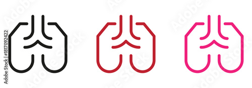 Healthy lungs graphic icon set for medical awareness campaigns and health education materials, promoting respiratory health and wellness in a modern design