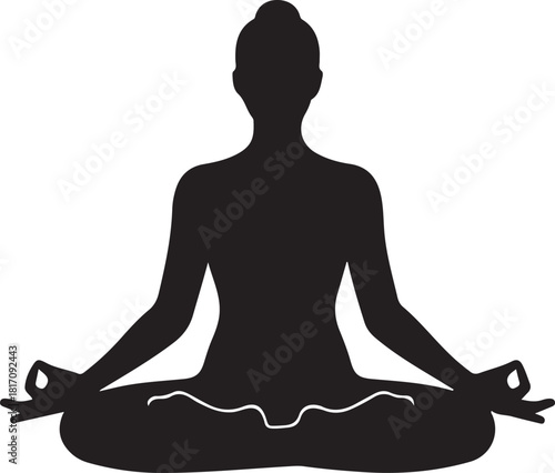 Yoga Meditation Silhouette Vector Illustration for Wellness