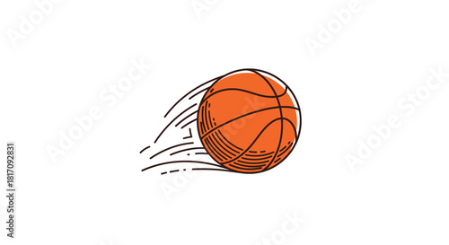 An orange basketball in motion with dynamic speed lines illustration