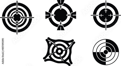 Target icons collection featuring various designs for precision shooting and marking 