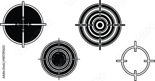 Various target designs showcasing circular patterns and crosshairs for graphics and illustrations 