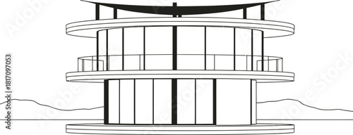 Modern minimalist building with clean lines and large glass windows