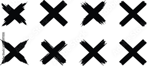 Bold black brush stroke crosses pattern for artistic designs and creative projects