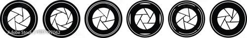 Camera aperture icons in various stages showcasing photography techniques and artistic expression 