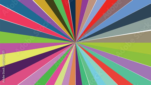 Vibrant and Dynamic Sunburst Pattern with Radiating Rays in a Multitude of Colors – An Abstract Graphic Background Illustration Providing a Burst of Energy and Movement