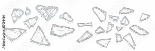 Fotografía Shattered glass PNG isolated on white background, broken transparent glass fragm