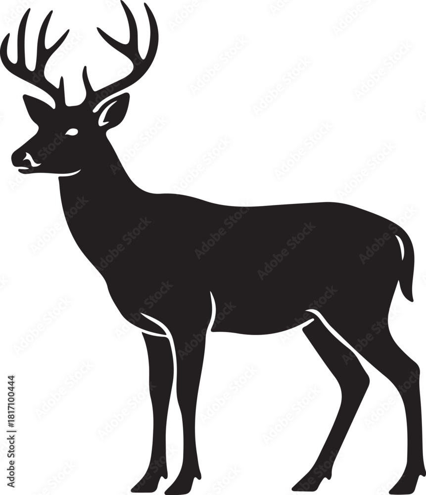 Fototapeta premium Deer Silhouette Icon: Vector Art Illustration of Stag