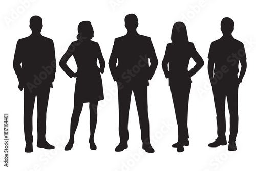 Business Team  Vector Professional Men and Women People Silhouettes Isolated Confident Office Workers 