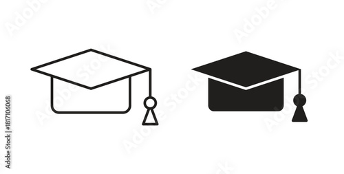 Graduation cap icon symbol. Vector EPS 10. line and glyph icon