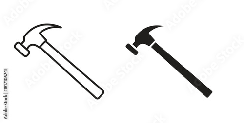 Hammer icon symbol. Vector EPS 10. line and glyph icon