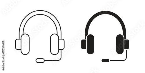 Headphones icon symbol. Vector EPS 10. line and glyph icon