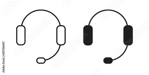 Headset icon symbol. Vector EPS 10. line and glyph icon