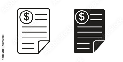 Invoice icon symbol. Vector EPS 10. line and glyph icon