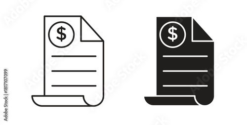 Invoice payment icon symbol. Vector EPS 10. line and glyph icon