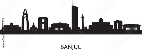 Banjul skyline vector silhouette urban city panorama in gambia africa, cityscape