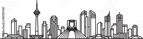 Cityscape of tehran iran silhouette urban skyline with architecture vector drawing