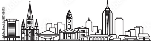 Illustration of Indianapolis skyline outline Landmark Architecture City urban center