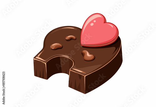 Delightful Chocolate Cookie with a Heart Shaped Topping and Rich Chocolate Chips for Sweet Temptations
