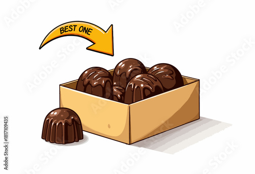 Delectable Assortment of Rich, Handcrafted Chocolate Pralines Elegantly Packed in a Box with a Highlighted Special Best One