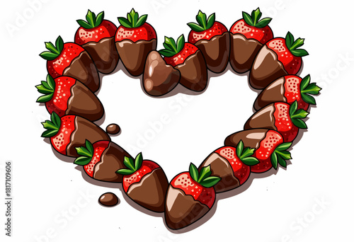 Heart Shaped Arrangement of Delightfully Dipped Chocolate Strawberries Creating a Romantic and Sweet Display for Dessert Lovers and Celebratory Occasions
