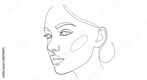 Minimalist Line Portrait of a Woman in Profile with Elegant Contours and Soft Shading.