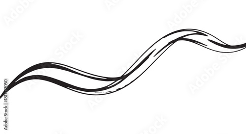 Abstract flowing black curves on white background forming a graceful, modern vector design that emphasizes minimalism.