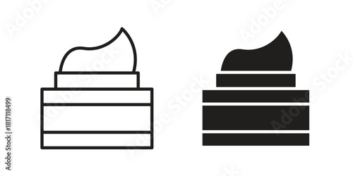 Facial cream icon doodle set. editable outline stroke vector eps