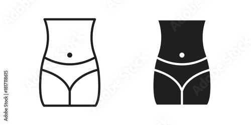 Female hips and waist icon doodle set. editable outline stroke vector eps