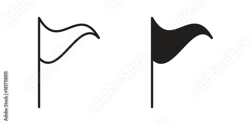 Flag icon doodle set. editable outline stroke vector eps