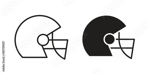 Football helmet icon doodle set. editable outline stroke vector eps