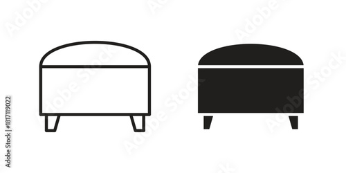 Footstool icon doodle set. editable outline stroke vector eps
