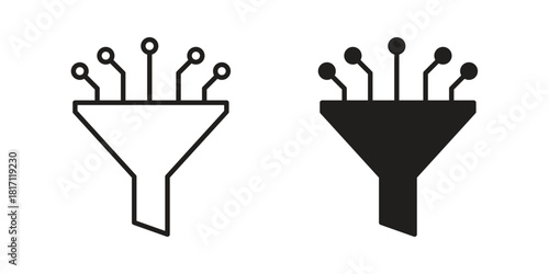 Funneling data icon doodle set. editable outline stroke vector eps