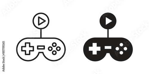 Gameplay icon doodle set. editable outline stroke vector eps