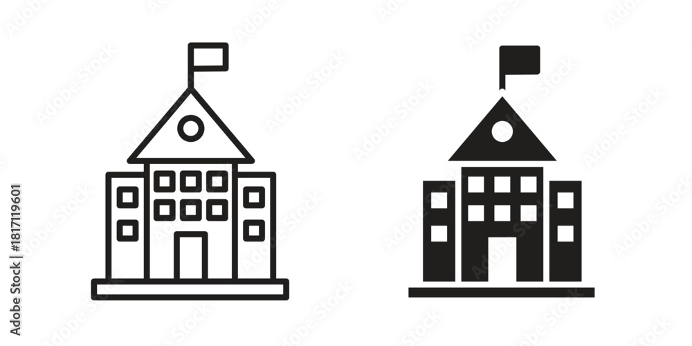 Fototapeta premium Government building icon doodle set. editable outline stroke vector eps