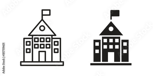 Government building icon doodle set. editable outline stroke vector eps