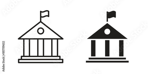 Government icon doodle set. editable outline stroke vector eps