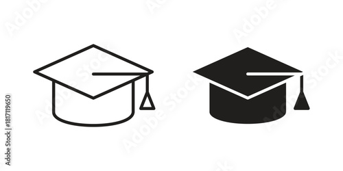 Graduated icon doodle set. editable outline stroke vector eps