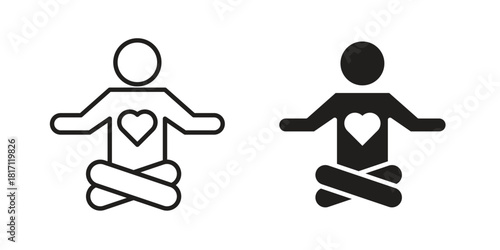 Guru icon doodle set. editable outline stroke vector eps